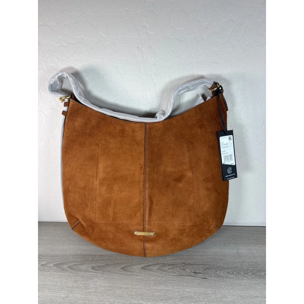 Rebecca Minkoff Suede Leather Hobo Bag in Cinnamon Studded Shoulder Strap
